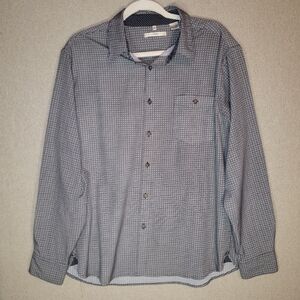 Campia Moda Size Large Micro Check Long-Sleeve Button-Down Shirt